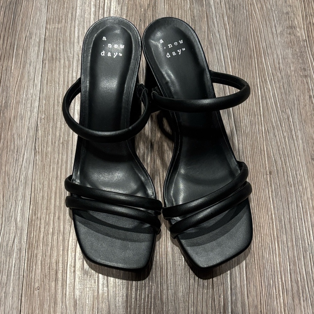 a new day Black Strappy Heels